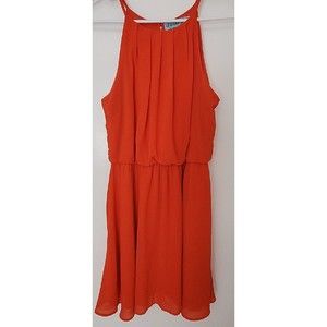 Orange flowy mid length Dress medium